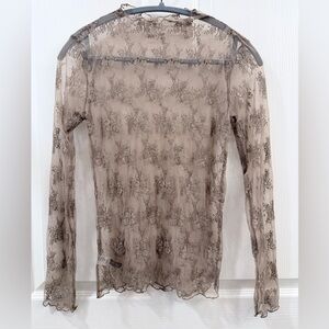 ZENANA OUTFITTERS TAUPE SHEER LACE LAYERING TOP